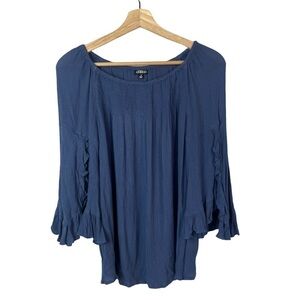 Boutique Hannah Blue Ruffle Sleeve Blouse S